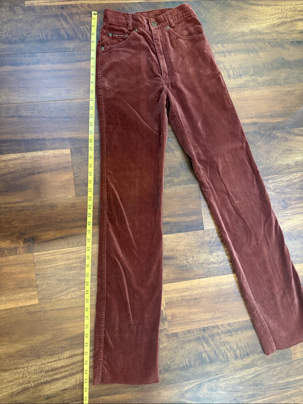 Vintage Women's Burgundy Corduroy Straight-Leg Jeans - Picture 5 of 7